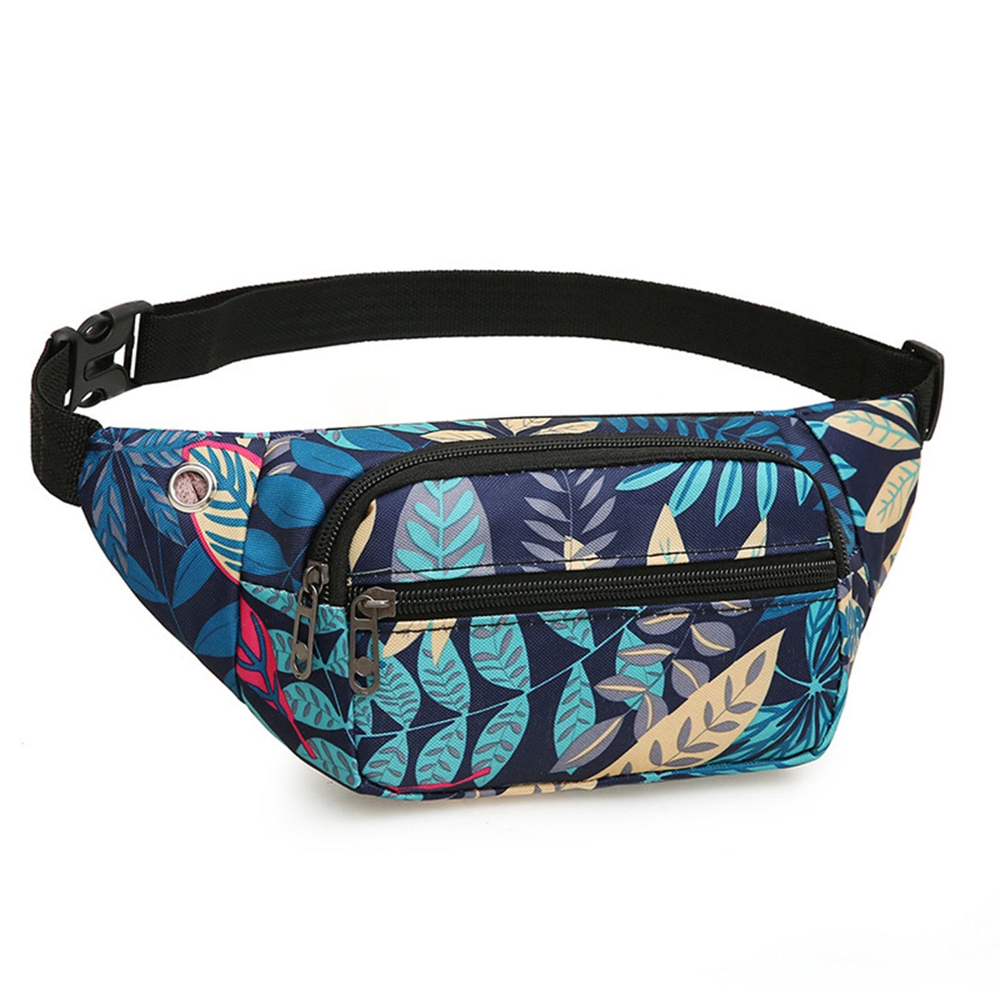 Printed floral nylon fanny waist pack purse for shopping outings travel hiking