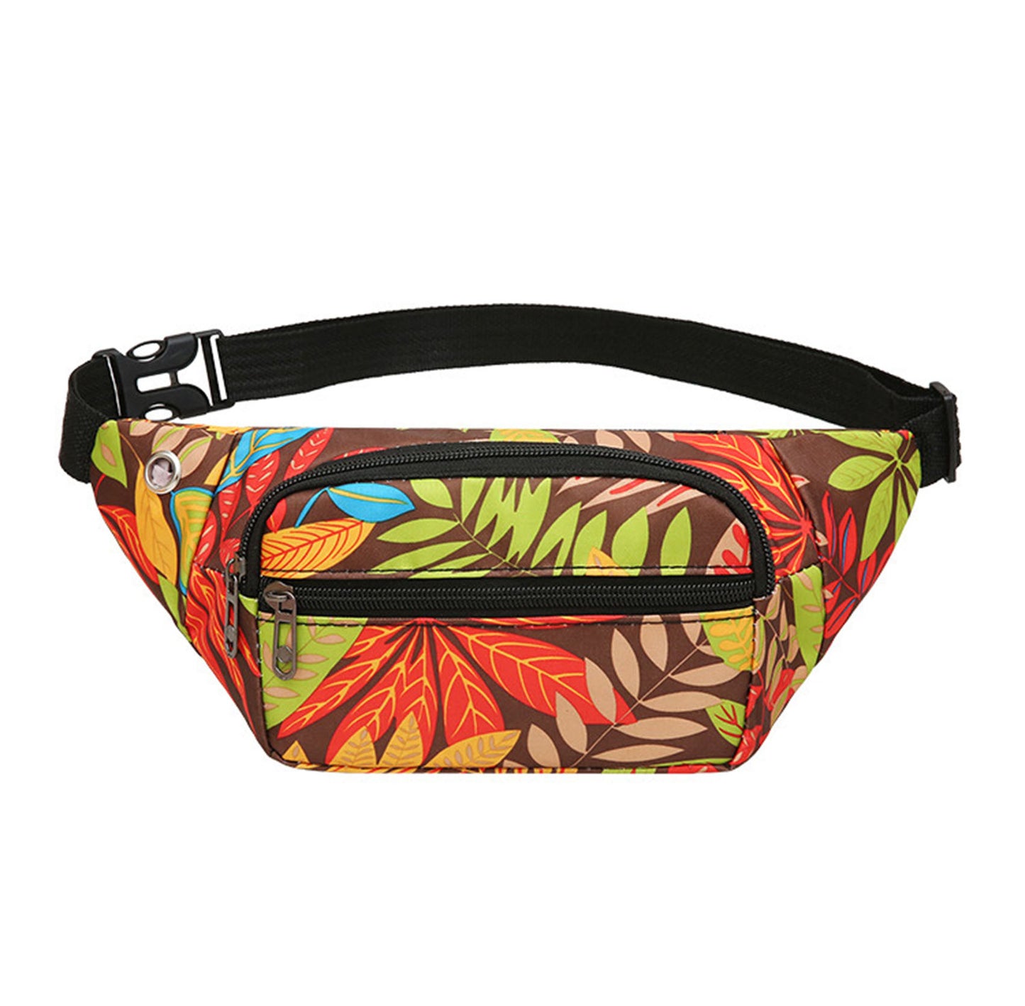 Printed floral nylon fanny waist pack purse for shopping outings travel hiking