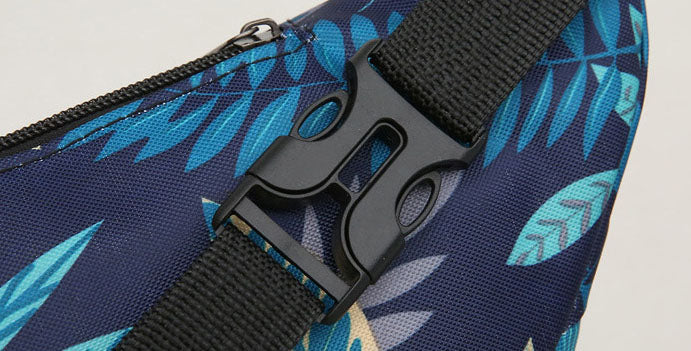 Printed floral nylon fanny waist pack purse for shopping outings travel hiking