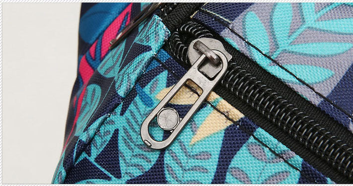Printed floral nylon fanny waist pack purse for shopping outings travel hiking